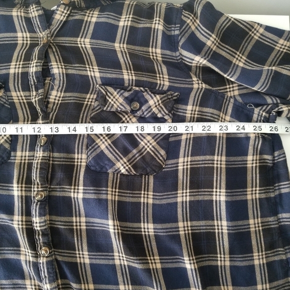 Terra & Sky Soft Button down Flannel Shirt Autumn Tartan/Navy Size 2X - Picture 4 of 13